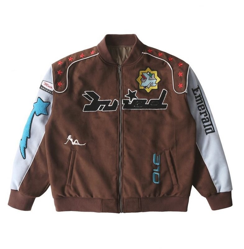 画像1: 21 Vintage Suede Colorblock Jacket BASEBALL JACKET Varsity Letterman uniform jacket blouson ユニセックス 男女兼用  スタジアムジャンパー スタジャン MA-1 ボンバー ジャケット ブルゾン (1)