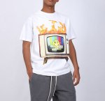画像4: Unisex hip-hop Smile & Classic TV Print  loose cotton short-sleeved T-shirt  sweater　男女兼用 スマイル＆クラッシックテレビTV プリントショートスリーブ半袖Tシャツ (4)