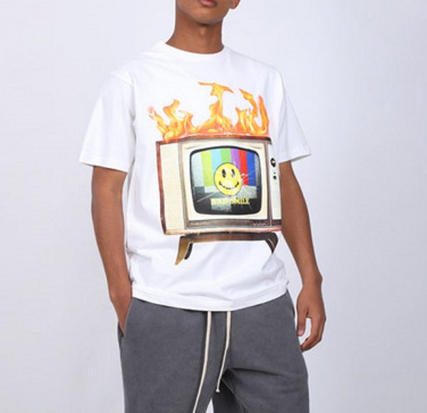 画像4: Unisex hip-hop Smile & Classic TV Print  loose cotton short-sleeved T-shirt  sweater　男女兼用 スマイル＆クラッシックテレビTV プリントショートスリーブ半袖Tシャツ (4)