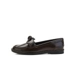 画像5:  leather bow low-heel flat pumps shoes  レザーリボン ボウ付きフラットローファー パンプス　 (5)