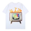 画像1: Unisex hip-hop Smile & Classic TV Print  loose cotton short-sleeved T-shirt  sweater　男女兼用 スマイル＆クラッシックテレビTV プリントショートスリーブ半袖Tシャツ (1)