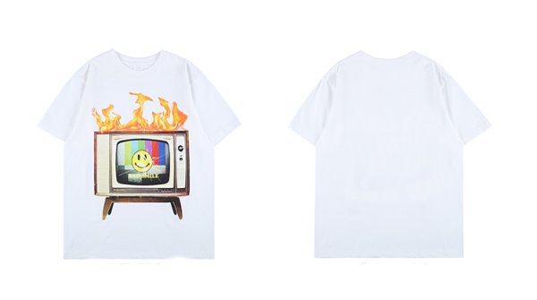 画像6: Unisex hip-hop Smile & Classic TV Print  loose cotton short-sleeved T-shirt  sweater　男女兼用 スマイル＆クラッシックテレビTV プリントショートスリーブ半袖Tシャツ (6)
