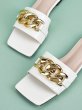 画像5: Women  open-toed metal chain buckle decoratio  flat sandals  slippers メタルチェーンバックルデコレーション フラットサンダル スリッパ (5)