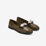 画像2:  leather bow low-heel flat pumps shoes  レザーリボン ボウ付きフラットローファー パンプス　 (2)