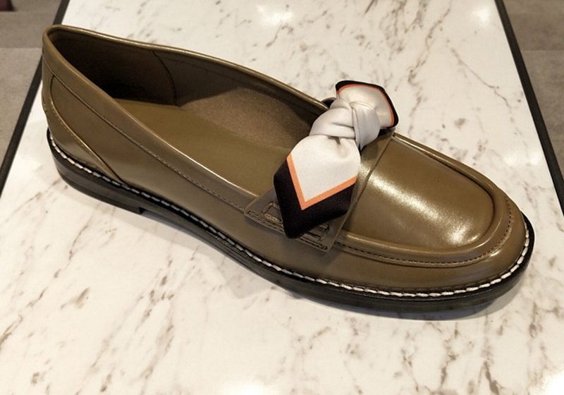 画像9:  leather bow low-heel flat pumps shoes  レザーリボン ボウ付きフラットローファー パンプス  (9)