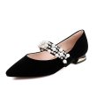 画像1:  leather flat pearl pumps  shoes  レザーパール付きフラットパンプス　 (1)