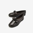 画像4:  leather bow low-heel flat pumps shoes  レザーリボン ボウ付きフラットローファー パンプス　 (4)