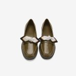 画像10:  leather bow low-heel flat pumps shoes  レザーリボン ボウ付きフラットローファー パンプス　 (10)