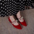 画像5:  leather flat pearl pumps  shoes  レザーパール付きフラットパンプス　 (5)