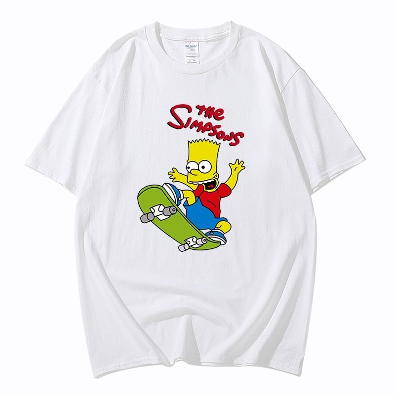 Unisex skateboard Simpson Print cotton short-sleeved T-shirt