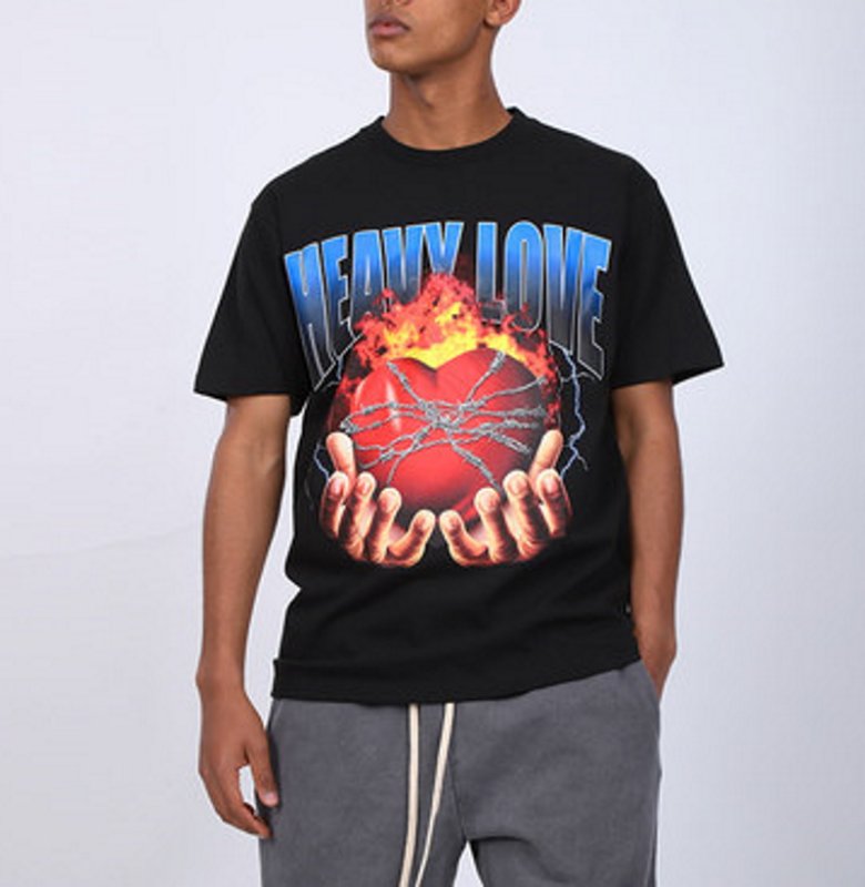 画像3: Unisex hip-hop HEAVY LOVE Print  loose cotton short-sleeved T-shirt  sweater 男女兼用 heavy loveロゴ プリントショートスリーブ半袖Tシャツ (3)