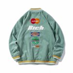 画像6: corduroy BASEBALL JACKET  uniform jacket blouson ユニセックス 男女兼用 レターロゴ スタジアムジャンパー スタジャン MA-1 ボンバー ジャケット ブルゾン (6)