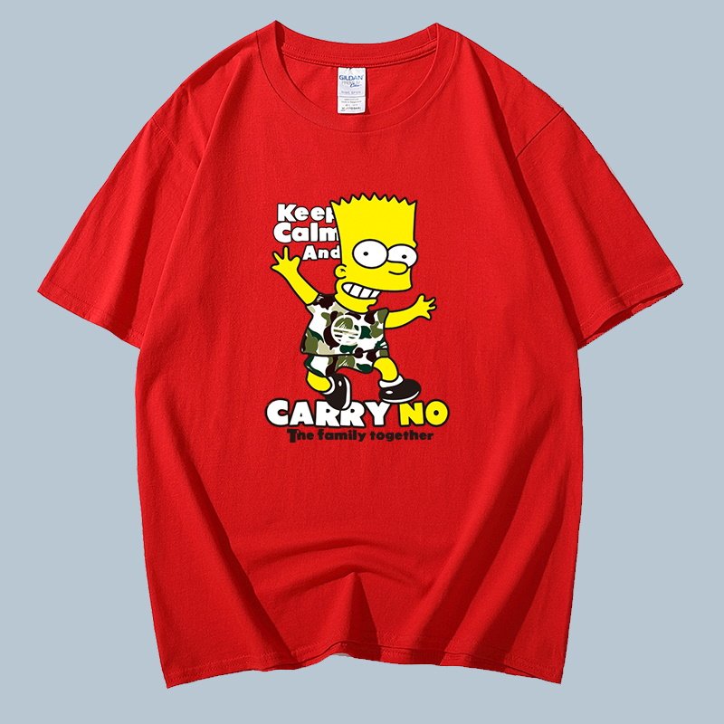 画像5: Unisex Camouflage Simpson CARRY NOPrint  cotton short-sleeved T-shirt  sweater　男女兼用 迷彩 シンプソン プリントショートスリーブ半袖Tシャツ (5)