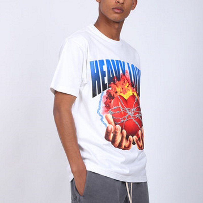 画像5: Unisex hip-hop HEAVY LOVE Print  loose cotton short-sleeved T-shirt  sweater 男女兼用 heavy loveロゴ プリントショートスリーブ半袖Tシャツ (5)