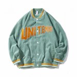 画像1: corduroy BASEBALL JACKET  uniform jacket blouson ユニセックス 男女兼用 レターロゴ スタジアムジャンパー スタジャン MA-1 ボンバー ジャケット ブルゾン (1)