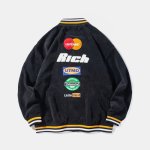 画像9: corduroy BASEBALL JACKET  uniform jacket blouson ユニセックス 男女兼用 レターロゴ スタジアムジャンパー スタジャン MA-1 ボンバー ジャケット ブルゾン (9)