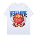 画像2: Unisex hip-hop HEAVY LOVE Print  loose cotton short-sleeved T-shirt  sweater　男女兼用 heavy loveロゴ プリントショートスリーブ半袖Tシャツ (2)