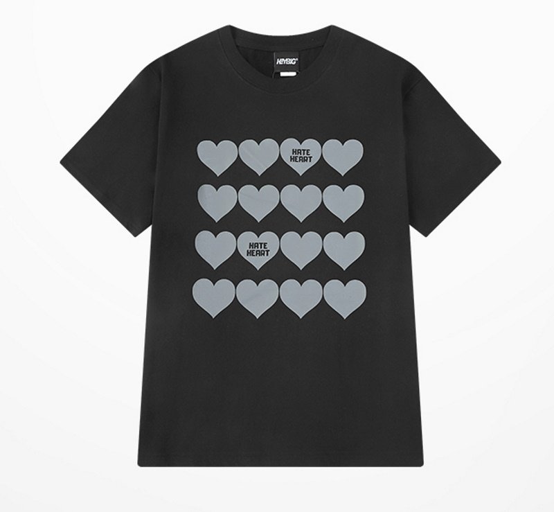 画像2: Unisex  Heart logo print cotton short-sleeved T-shirt  sweater 男女兼用 ハートプリント ショートスリーブ半袖Tシャツ (2)