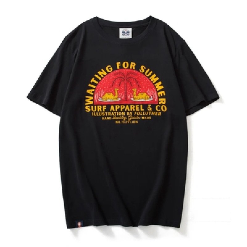 画像2: Unisex washed brushed camel print cotton short-sleeved T-shirt  sweater 男女兼用 キャメル ラクダプリント ショートスリーブ半袖Tシャツ (2)