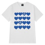 画像1: Unisex  Heart logo print cotton short-sleeved T-shirt  sweater　男女兼用 ハートプリント ショートスリーブ半袖Tシャツ (1)