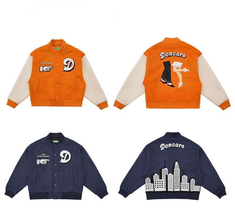 画像3: women men FFF DONCARE PROM COLLAGE JACKET スタジャン AFGK trendy  baseball uniform jacket blouson ユニセックス 男女兼用 レザーバイブスタイルスタジアムジャンパー スタジャン MA-1 ボンバー ジャケット ブルゾン (3)