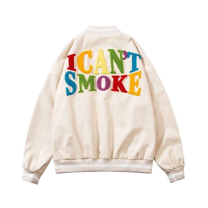 flocking letter I CAN'T SMOKE clothes basebalフラワーl