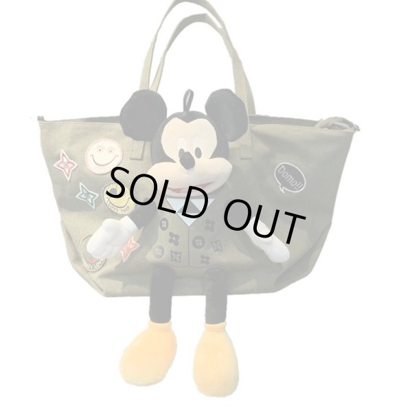 画像1: Mickey Mouse & Smile Emblem Tote Shoulder Bag   ラージサイズミッキーマウス＆スマイルエンブレム付きトート ショルダーバッグ (1)