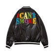 画像4: flocking letter  I CAN'T SMOKE clothes basebalフラワーl uniform jacket blouson ユニセックス 男女兼用 レター I CAN'T SMOKE&フラワーロゴ 刺繍オーバーサイズスタジアムジャンパー スタジャン MA-1 ボンバー ジャケット ブルゾン (4)