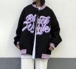 画像7: women men clothes baseball uniform jacket blouson ユニセックス 男女兼用 レターロゴ オーバーサイズスタジアムジャンパー スタジャン MA-1 ボンバー ジャケット ブルゾン (7)