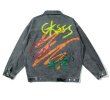 画像7:  graffiti line letter printing jacket denim jacket G Jean Jacket blouson  ユニセックス 男女兼用グラフィックフラワー＆スマイルペイント デニムGジャケット ブルゾン (7)