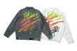 画像5:  graffiti line letter printing jacket denim jacket G Jean Jacket blouson  ユニセックス 男女兼用グラフィックフラワー＆スマイルペイント デニムGジャケット ブルゾン (5)