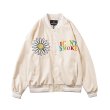 画像1: flocking letter  I CAN'T SMOKE clothes basebalフラワーl uniform jacket blouson ユニセックス 男女兼用 レター I CAN'T SMOKE&フラワーロゴ 刺繍オーバーサイズスタジアムジャンパー スタジャン MA-1 ボンバー ジャケット ブルゾン (1)