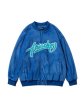 画像4: women &men Flocking letter lovers baseball uniform jacket blouson ユニセックス 男女兼用ラペル スタジアムジャンパー スタジャン MA-1 ボンバー ジャケット ブルゾン (4)