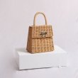 画像3: Gancini Vintage Style Wicker Handle Bag woven shopping basket Tote Bag ラタン 金具付き ハンドバッグ かご カゴ 籠 トート バック (3)