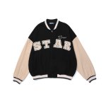 画像8: women &men  color matching loose letter STAR printing baseball uniform jacket blouson ユニセックス 男女兼用 カラーマッチング ルーズレタープリンスタジアムジャンパー スタジャン MA-1 ボンバー ジャケット ブルゾン (8)