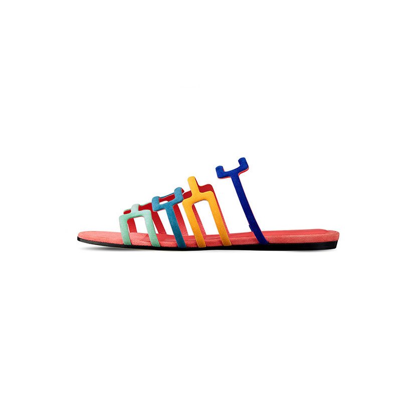 画像3: Women Bohemia Roman flat sanda レザー本革ボヘミアンカラフルフラットサンダル  スリッパ (3)