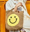 画像2: smiley faceWove one-shoulder Tote Bag 　スマイリーフェイス ワンハンドルトートハンド籠バッグ かご カゴ  バック (2)