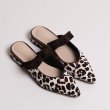 画像10:  horse hair leopard print Baotou pointed toe  half drag flat sandal pumps  shoes  本革ハラコレザーレオパード＆ゼブラフ ラット ミュール パンプス サンダル　 (10)