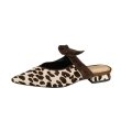 画像1:  horse hair leopard print Baotou pointed toe  half drag flat sandal pumps  shoes  本革ハラコレザーレオパード＆ゼブラフ ラット ミュール パンプス サンダル　 (1)