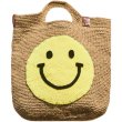 画像1: smiley faceWove one-shoulder Tote Bag 　スマイリーフェイス ワンハンドルトートハンド籠バッグ かご カゴ  バック (1)