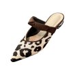 画像11:  horse hair leopard print Baotou pointed toe  half drag flat sandal pumps  shoes  本革ハラコレザーレオパード＆ゼブラフ ラット ミュール パンプス サンダル　 (11)