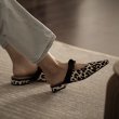 画像6:  horse hair leopard print Baotou pointed toe  half drag flat sandal pumps  shoes  本革ハラコレザーレオパード＆ゼブラフ ラット ミュール パンプス サンダル　 (6)