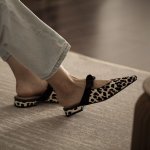画像6:  horse hair leopard print Baotou pointed toe  half drag flat sandal pumps  shoes  本革ハラコレザーレオパード＆ゼブラフ ラット ミュール パンプス サンダル　 (6)