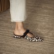 画像8:  horse hair leopard print Baotou pointed toe  half drag flat sandal pumps  shoes  本革ハラコレザーレオパード＆ゼブラフ ラット ミュール パンプス サンダル　 (8)