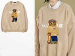 画像7: Unisex skateboard bear round neck sweatshirt　男女兼用 スケートボードベア プリントスウェットプルオーバー トレーナー (7)