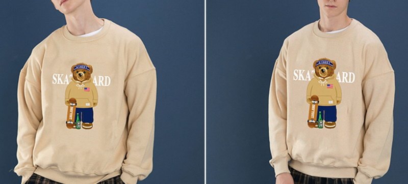 画像8: Unisex skateboard bear round neck sweatshirt 男女兼用 スケートボードベア プリントスウェットプルオーバー トレーナー (8)