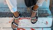 画像9: Women Platform flat Velcro pearl sandals   フラットフラワーパールベルクロ サンダル (9)