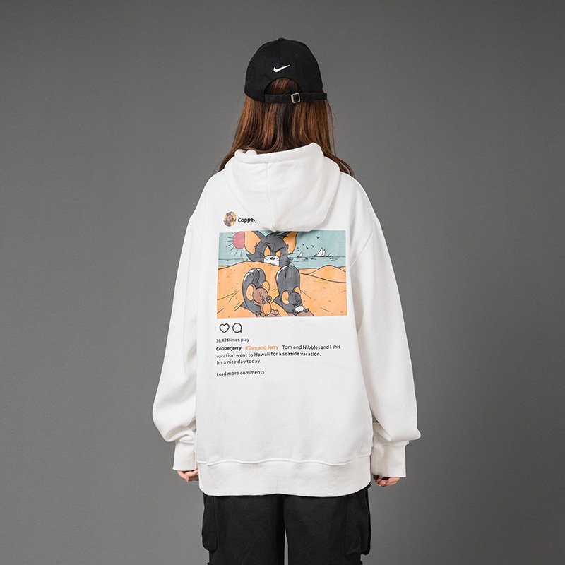 画像8: men's  men and women Tom and Jerry back print hoodie sweater ユニセックス男女兼用 トム&ジェリープリント スウェット パーカー トレーナー (8)