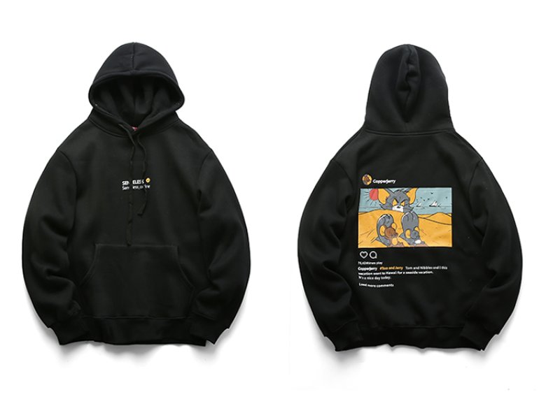 画像5: men's  men and women Tom and Jerry back print hoodie sweater ユニセックス男女兼用 トム&ジェリープリント スウェット パーカー トレーナー (5)