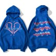 画像1: Unisex heart-broken Paint Hooded Sweat  男女兼用 ユニセックスheart-brookenレタープリントフーディー スウェット パーカ (1)